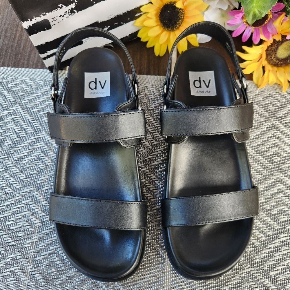 DV by Dolce Vita Women's Argyle Sandals Hoop-Loop Straps Comfy Footbed Size 7 - Picture 2 of 10